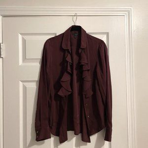 J Crew Burgundy Blouse with Ruffles Size 6